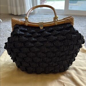 Elegant Black Woven Handbag